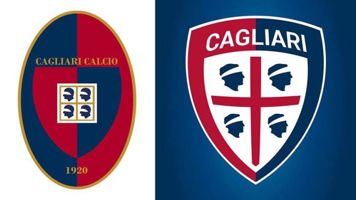 Escudinhos: o distintivo anterior e o novo do Cagliari