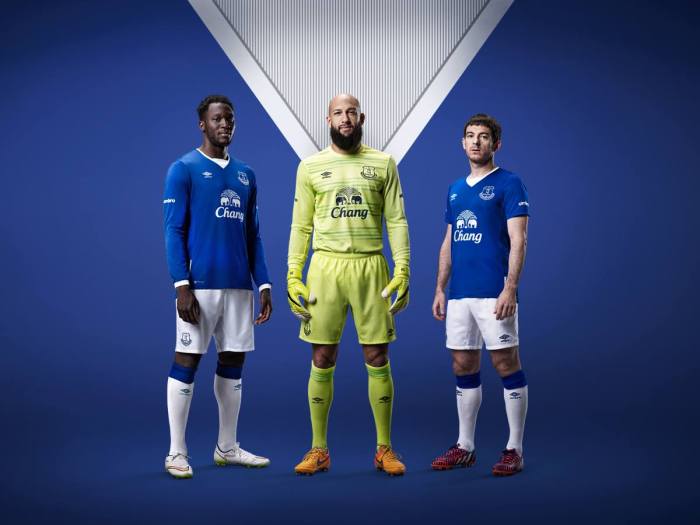 A camisa principal do Everton para 2015-16. Umbro.