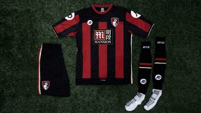 O uniforme da estreia do Bournemouth na Premier League. 