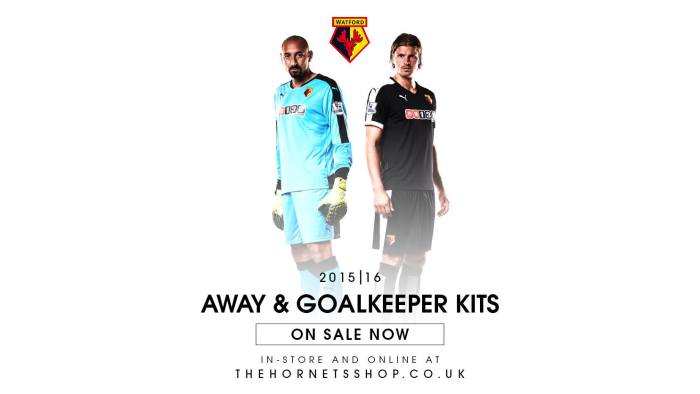 A camisa do brasileiro Gomes e o segundo uniforme do Watford, 2015-16. Puma.