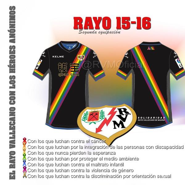 A ousadíssima segunda camiseta do Rayo para a temporada 15-16.