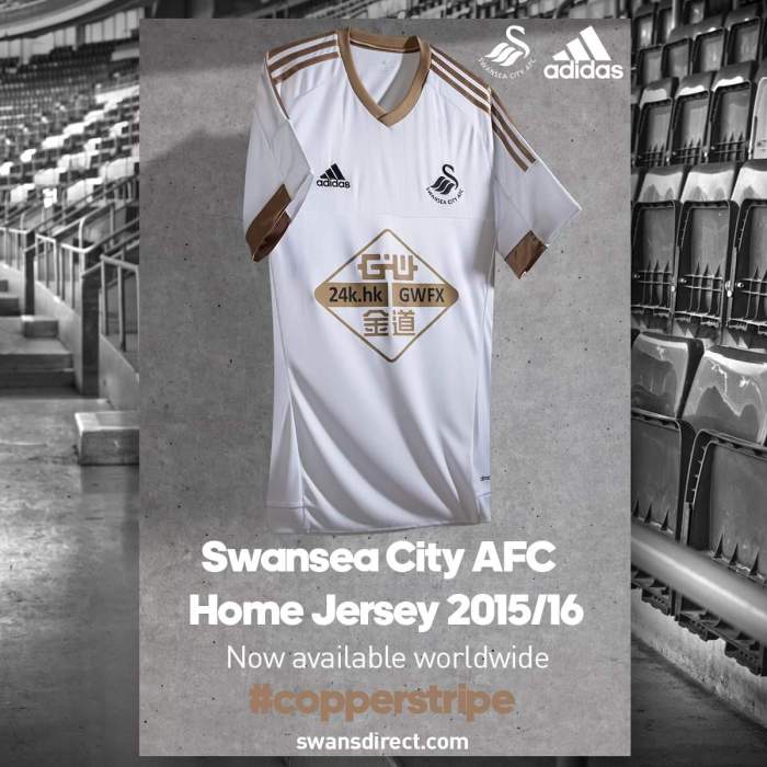 Home kit. Swansea City 2015-16. Adidas.